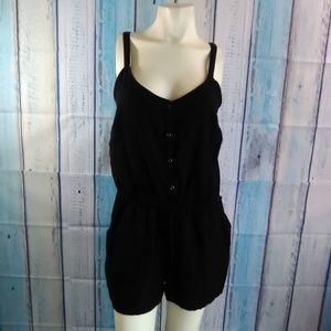 Old Navy Black Linen Blend Romper Women's Size M